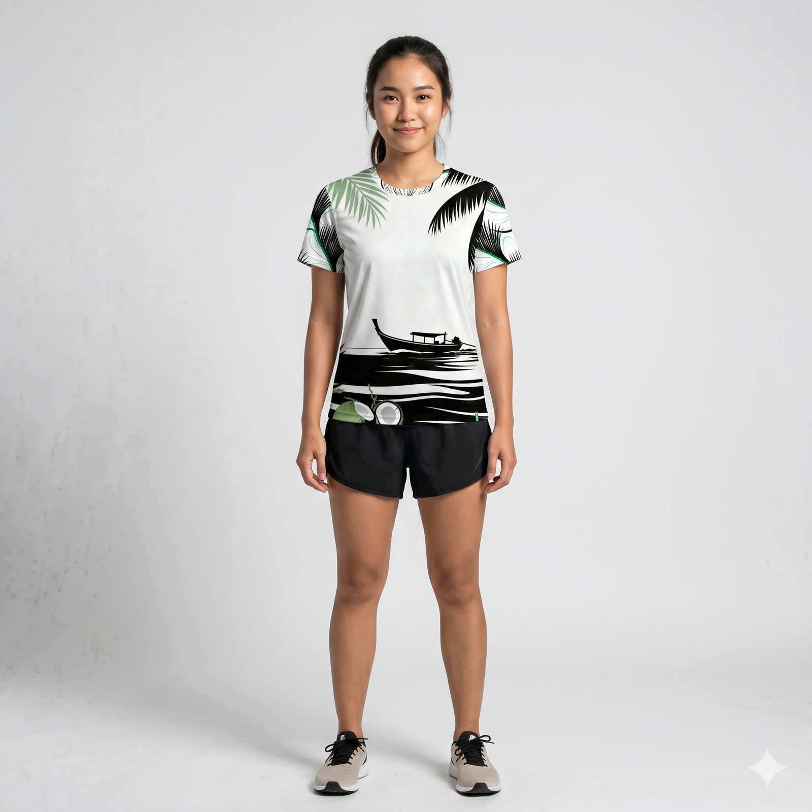 Thai tropical boat palm leaves sportswear